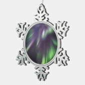 Farbige Nordlichter Schneeflocken Zinn-Ornament (Rechts)