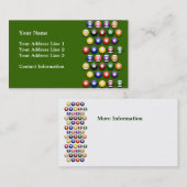 Farbige numeriertes Pool-Bälle auf Visitenkarte (Vorne/Hinten)