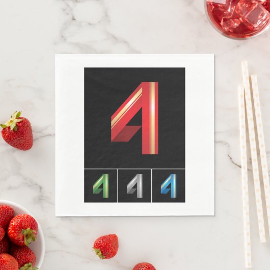 Farbige Nummer vier Papier Napkins Serviette (Beispiel)
