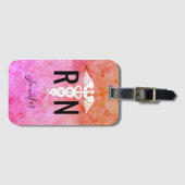 Farbige Nurve RN Rosa Orange Wasserfarbname Gepäckanhänger (Vorderseite (Horizontal))