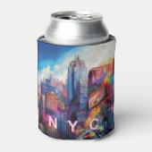 Farbige NYC Skyline Abstrakte Kunst Dosenkühler (Kanne Vorderseite)