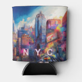 Farbige NYC Skyline Abstrakte Kunst Dosenkühler (Vorderseite)