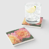 Farbige Ober-Rose Foto Steinuntersetzer (Seitenansicht)