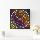 Farbige Objektive Quadratische Wanduhr (Zuhause)