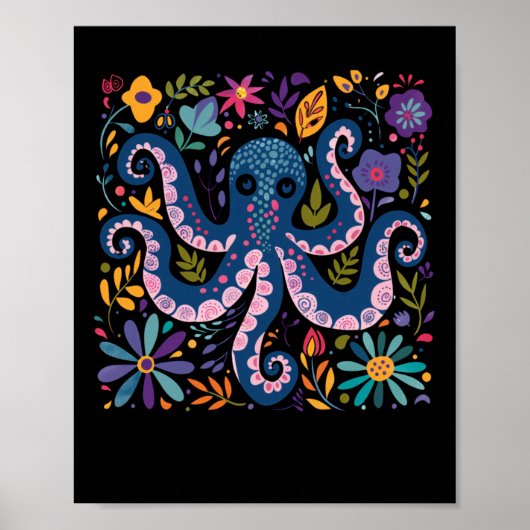 Farbige Octopus-Illustration Poster (Vorne)