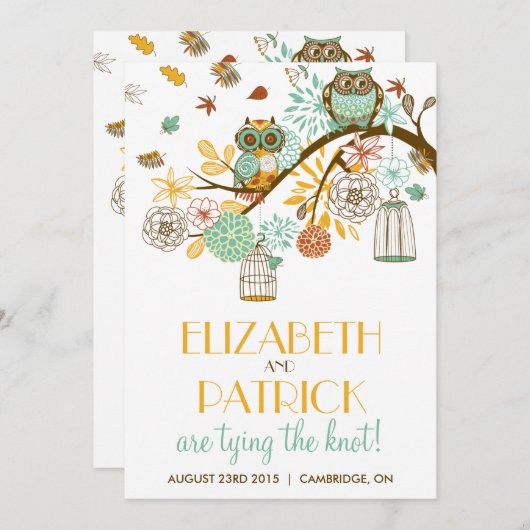 Farbige Öfen Herbst / Hochzeit im Herbst Einladung (Vorne/Hinten)