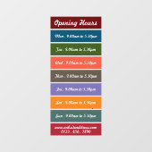 Farbige Öffnungszeiten im Blockstil Fensteraufkleber (Blatt)