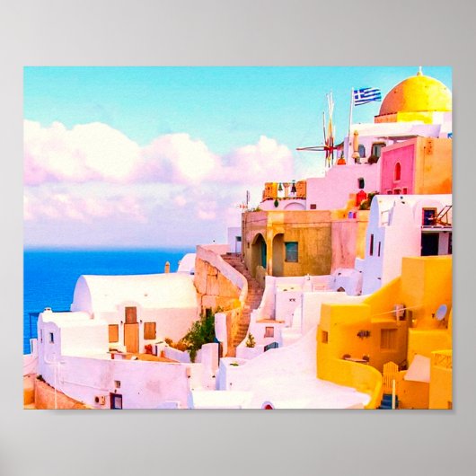 Farbige Oia Santorini Häuser, Griechenland Fotogra Poster (Vorne)