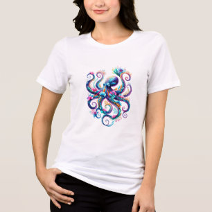 Farbige Oktopus-Shirt Kunst Boho Ozean-Tee Tri-Blend Shirt