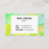 Farbige Ölmalerei abstrakt-grün-blau Visitenkarte (Rückseite)