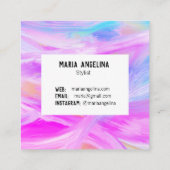 Farbige Ölmalerei abstrakt lila Quadratische Visitenkarte (Rückseite)