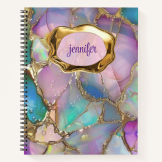 Farbige Opal- und Liquid-Gold-Personalisiert Notizblock