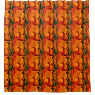 Farbige, orange braune Pinselformen Abstrakt Duschvorhang
