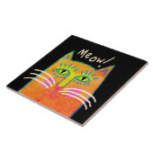 Farbige Orange Cat Abstrakt Art Fliese (Seite)