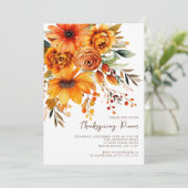 Farbige Orange Fall Blume Erntedank Einladung (Stehend Vorderseite)