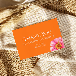 Farbige orange florale Hochzeit Danksagungskarte Dankeskarte