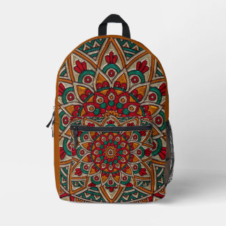Farbige Orange Green All over Print Backpack Bedruckter Rucksack