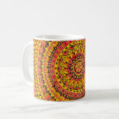 Farbige Orange Mandala Original Kunst Tasse (Vorderseite Links)