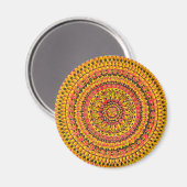 Farbige Orange Mandala Originalkunst Magnet (Vorderseite/Rückseite)