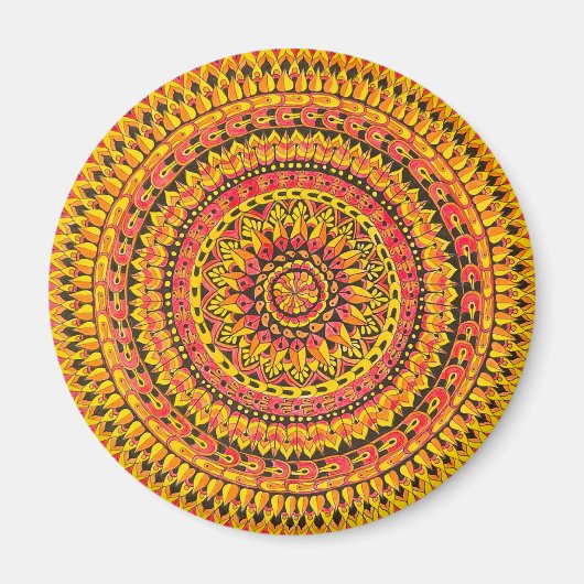 Farbige Orange Mandala Originalkunst Magnet (Vorne)