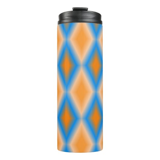 Farbige orange und blaue Diamantformen Thermosbecher (Vorderseite)