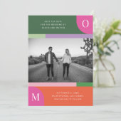 Farbige Orange und rosa Fett Save the Date hell (Stehend Vorderseite)