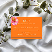 Farbige orangefarbene Blumen-Hochzeits-RSVP-Karte
