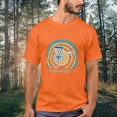 Farbige orangefarbene Retro Disk Golf T-Shirt