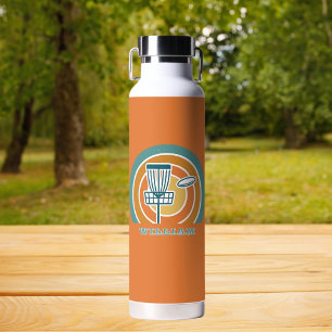 Farbige orangefarbene Retro Disk Golf Trinkflasche
