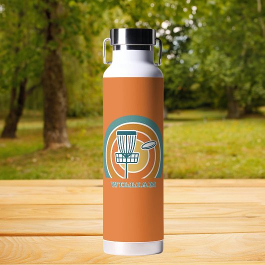 Farbige orangefarbene Retro Disk Golf Trinkflasche