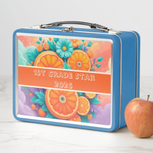 Farbige Orangen 1. Klasse Stern 2025 Metall Brotdose (Beispiel)