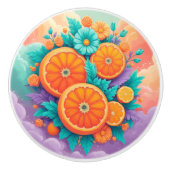 Farbige Orangen Keramikknauf (Vorderseite)