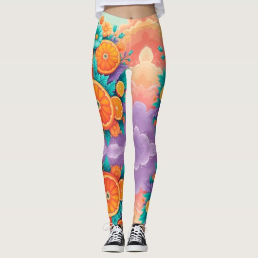Farbige Orangen Leggings (Vorderseite)