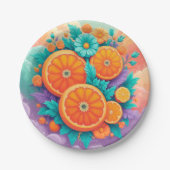 Farbige Orangen Pappteller (Vorderseite)
