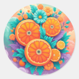 Farbige Orangen Runder Aufkleber