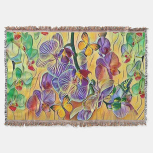 Farbige Orchideen Blume Schmetterlinge Aquarell Decke