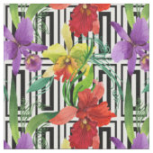 Farbige Orchideen-Blume Wasserfarbenes Muster Stoff (Nahaufnahme)