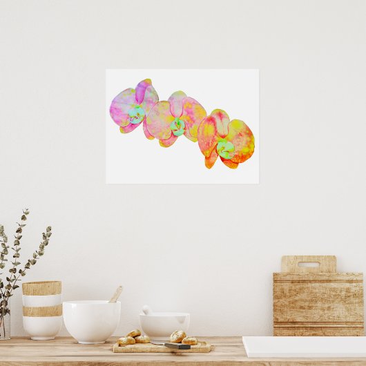 Farbige Orchideenmalerei Poster (Küche)