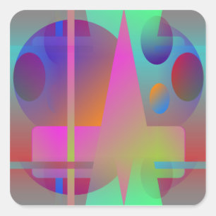 Farbige Original Abstrakt Square Aufkleber