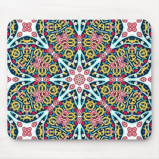 Farbige ornamentale Rosetten-Mandala-Kunst Mousepad (Vorne)