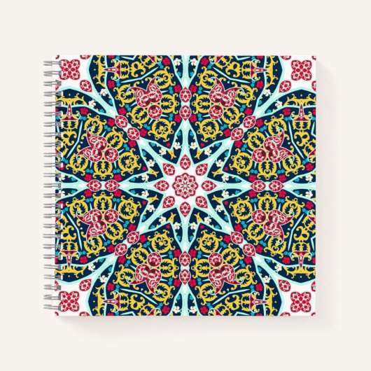 Farbige ornamentale Rosetten-Mandala-Kunst Notizblock (Vorderseite)