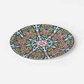 Farbige ornamentale Rosetten-Mandala-Kunst Pappteller (Schrägansicht)