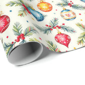 Farbige Ornamente Geschenkpapier (Rolleneckpunkt)