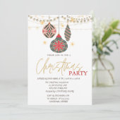 Farbige Ornamente String Lights Rotes Weihnachtsfe Einladung (Stehend Vorderseite)