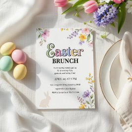 Farbige Oster-Brunch-Einladung | Florale Frühlings Einladung