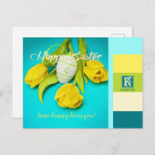 Farbige Osterstreifen-Foto Feiertagspostkarte (Vorne/Hinten)