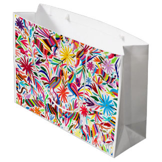 Farbige Otomi-Druckgeschenktüte Große Geschenktüte