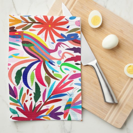 Farbige Otomi-Printmedien, Blumen-/Tiermuster Geschirrtuch (Viertel Falte)