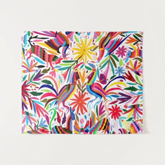 Farbige Otomi-Printmedien, Blumen-/Tiermuster Wandteppich (Vorderseite (Horizontal))