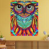 Farbige Owl Canvas drucken Leinwanddruck (Insitu (Wohnzimmer))